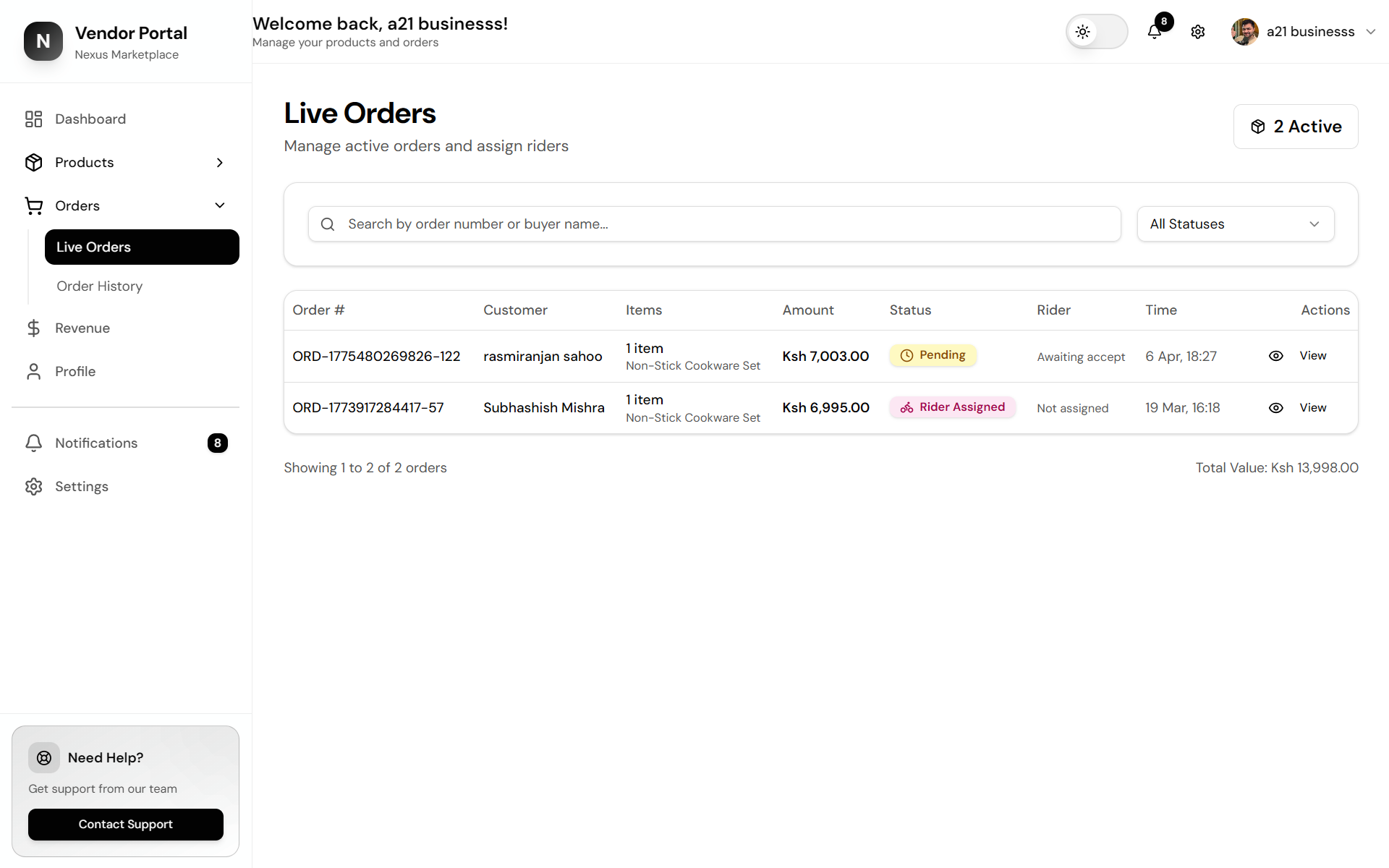 Vendor Dashboard screenshot 6